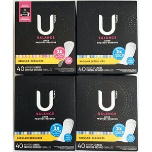 Bundle of 4 U by Kotex Balance Wrapped Panty Liners Regular Length 40 Count Each
